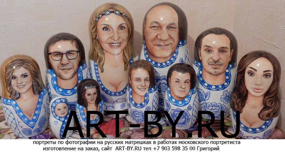 матрешка по фото изготовление на заказ роспись по дереву в Москве